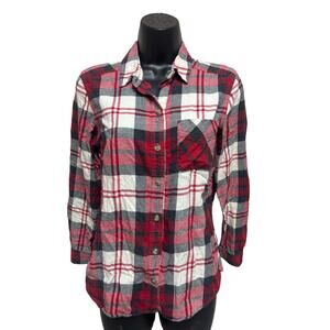Eddie Bauer Women's Red Plaid Flannel Shirt - Long Sleeve Size Small